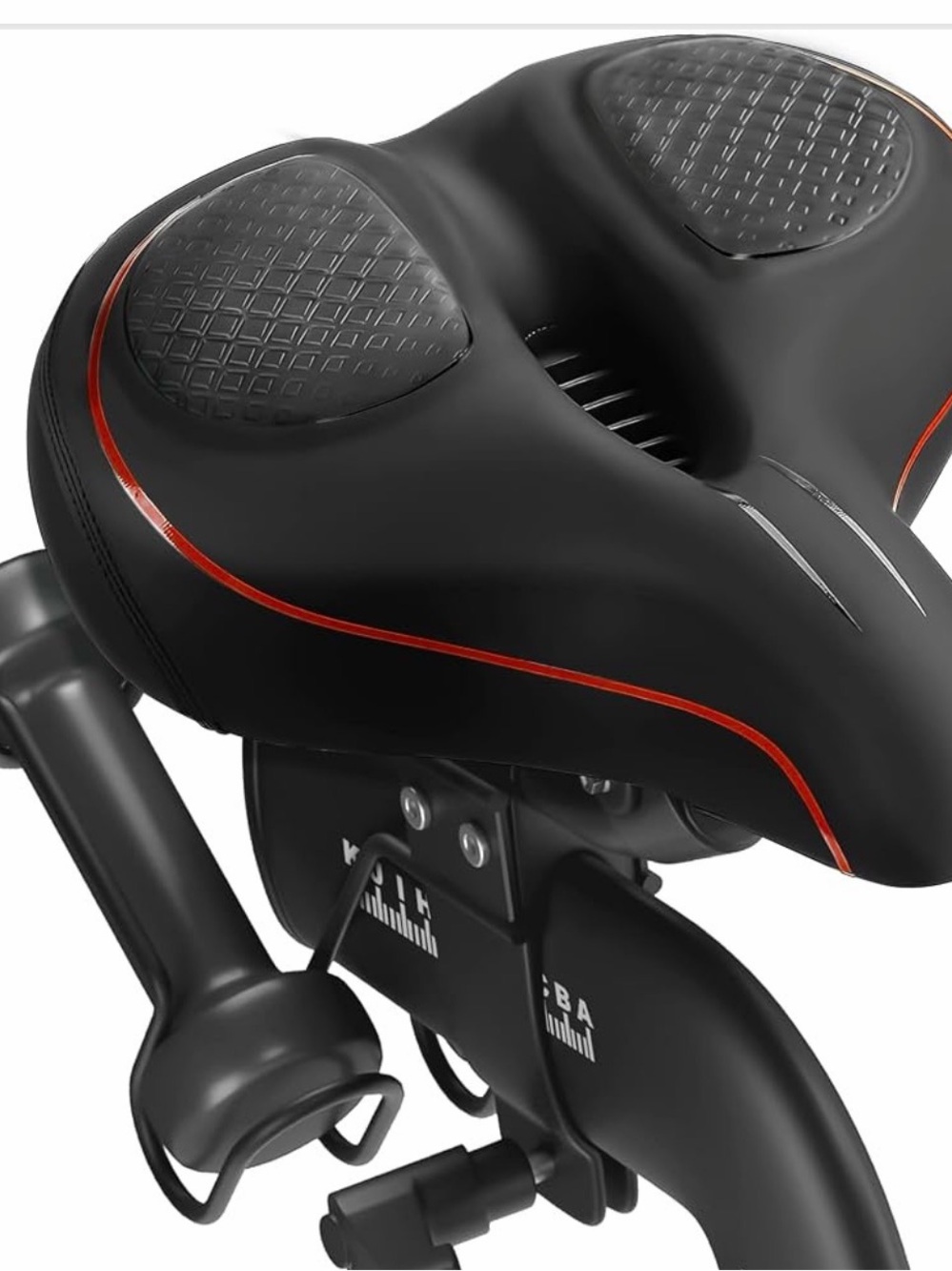 Comfort Ride Wide Gel Bike Saddle - Black with Red Trim